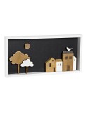 Décoration murale DKD Home Decor Blanc Marron Maisons Urbaine 40 x 3,5 x 20 cm | Tienda24 Tienda24.eu