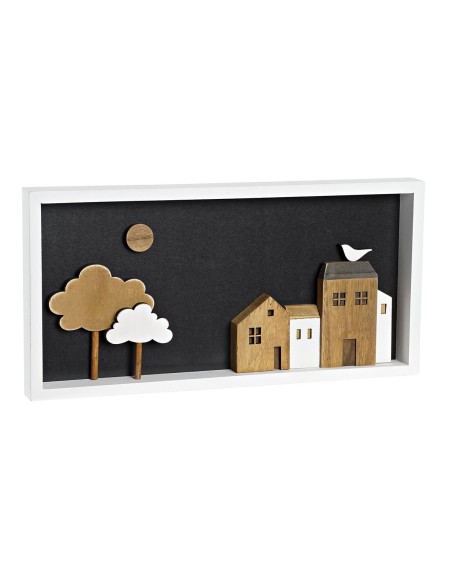 Décoration murale DKD Home Decor Blanc Marron Maisons Urbaine 40 x 3,5 x 20 cm | Tienda24 Tienda24.eu