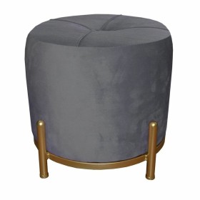 Reposapiés DKD Home Decor Gris Poliéster Metal Dorado (38 x 38