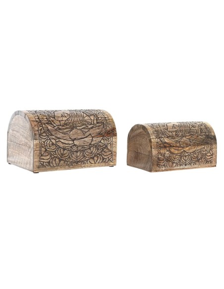 Scatola-Portagioie DKD Home Decor Marrone Legno di mango Marrone scuro 23 x 15 x 15 cm (2 Unità) da DKD Home Decor, Portagioi...