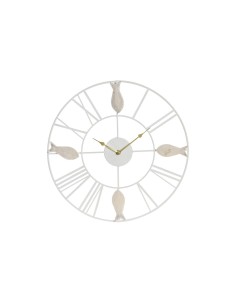 Orologio da Parete DKD Home Decor 39 x 3,5 x 39 cm Metallo Marrone Bianco Legno MDF Mediterraneo Pesci da DKD Home Decor, Oro...