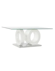 Mesa de Centro DKD Home Decor Blanco Transparente Madera Cristal Madera MDF 110 x 60 x 45 cm de DKD Home Decor, Mesas de café...