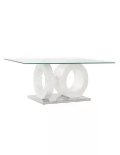 Mesa de Centro Ariki Mesa Acero Ratán Cristal Templado ratán sintético 73 x 61 x 46 cm | Tienda24 Tienda24.eu