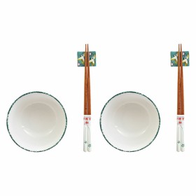 Sushi Set DKD Home Decor 25 x 25 x 6,5 cm Porcelain Wood White