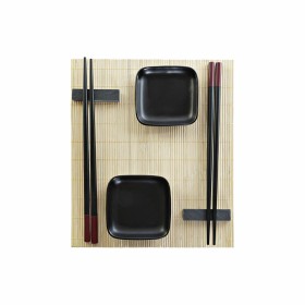 Sushi Set DKD Home Decor Black Natural Metal Bamboo Stoneware