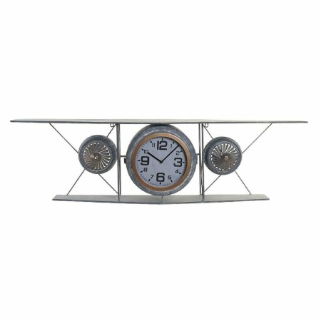 Reloj de Pared DKD Home Decor Cristal Hierro Avión Madera MDF