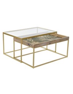 Mesa de Centro Ariki Mesa Acero Ratán Cristal Templado ratán sintético 73 x 61 x 46 cm | Tienda24 Tienda24.eu