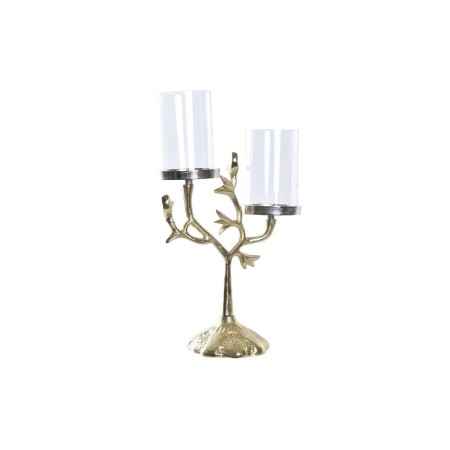 Candelabro DKD Home Decor Cristal Dorado Aluminio Pájaros (29 x