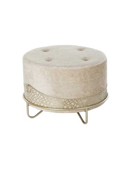 Repose-pied DKD Home Decor Beige Doré Métal Polyester (63 x 63 x 42 cm) | Tienda24 Tienda24.eu