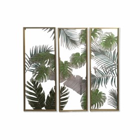 Lienzo DKD Home Decor 3 Piezas Tropical Hoja de planta (122 x 3