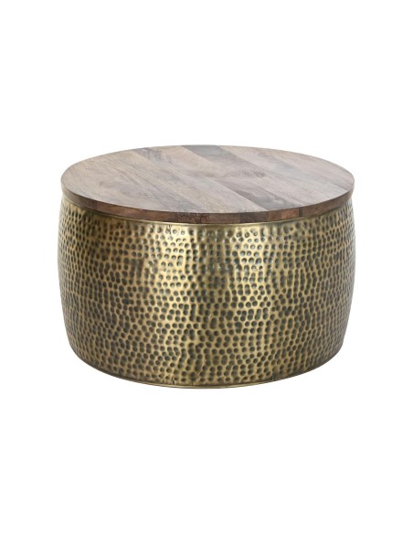 Centre Table DKD Home Decor Golden Metal Mango wood 74 x 74 x 44 cm | Tienda24 Tienda24.eu