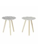 Table d'appoint DKD Home Decor Blanc Beige Bois Sapin Bois MDF 40 x 40 x 45 cm (2 Unités) | Tienda24 Tienda24.eu