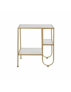 Mesa de apoio DKD Home Decor Dourado Alumínio Branco Lacado (43 x 43 x 61 cm) | Tienda24 Tienda24.eu