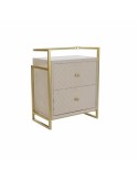 Mesa auxiliar DKD Home Decor Beige Dorado Metal Cristal 60 x 35 x 75 cm | Tienda24 Tienda24.eu