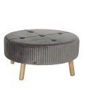 Footrest DKD Home Decor 80 x 80 x 38 cm Scandi Grey Wood Velvet Dark grey | Tienda24 Tienda24.eu