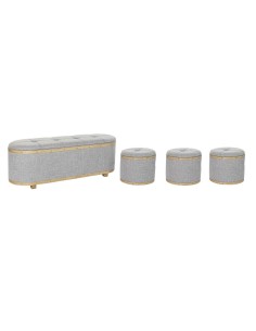 Banquette DKD Home Decor Métal Polyester Blue marine Bois MDF (81 x 41 x 52 cm) | Tienda24 Tienda24.eu