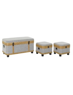 Caja Multiusos Hojas Natural Ratán 24 x 18 x 6 cm DMF (2 Unidades) | Tienda24 Tienda24.eu