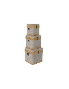 Basket set DKD Home Decor Beige Black Natural Fibre 40 x 40 x 40 cm | Tienda24 Tienda24.eu