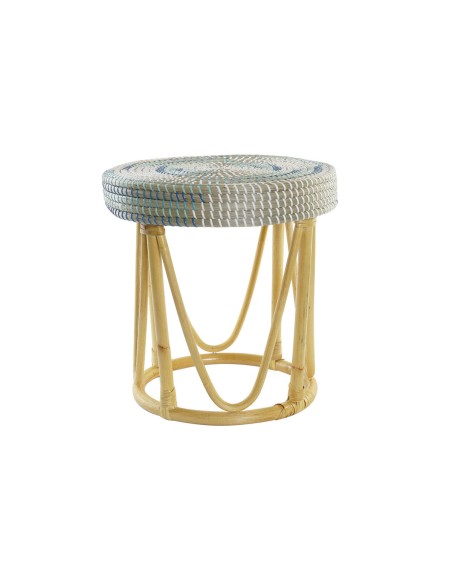 Poggiapiedi DKD Home Decor Naturale Turchese Bianco Rattan Tropicale Erba di mare (41 x 41 x 42 cm) da DKD Home Decor, Ottoma...