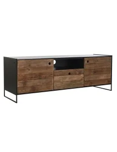 TV-Möbel Home ESPRIT Schwarz natürlich Tanne Holz MDF 130 x 24 x 51 cm | Tienda24 Tienda24.eu