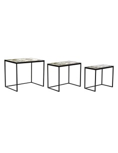 Mesa auxiliar DKD Home Decor Plateado Negro Metal MDF (45 x 45 x 39 cm) | Tienda24 Tienda24.eu