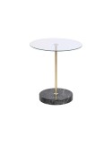 Table d'appoint DKD Home Decor Noir Transparent Doré Verre Acier 45 x 45 x 50 cm | Tienda24 Tienda24.eu