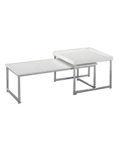 Mesa de Centro DKD Home Decor Blanco Plateado Acero Madera MDF 110 x 48 x 45 cm de DKD Home Decor, Mesas de café - Ref: S3034...