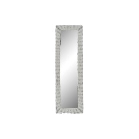 Espejo de pared DKD Home Decor Cristal MDF Blanco Mimbre