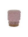 Repose-pied DKD Home Decor 43 x 43 x 51 cm Bois Marron Rose clair Macramé Boho | Tienda24 Tienda24.eu