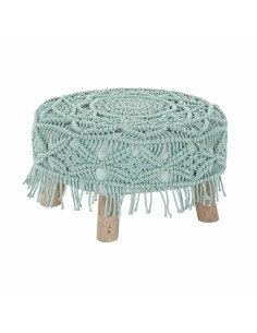 Poggiapiedi DKD Home Decor 53 x 53 x 31 cm Naturale Legno Marrone Verde 50 x 50 x 30 cm Macramé Boho da DKD Home Decor, Ottom...