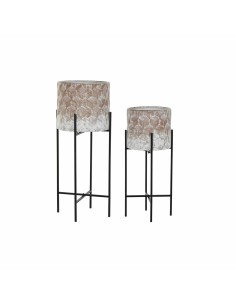 Set di vasi da fiori DKD Home Decor Consumato 32,5 x 32,5 x 76,5 cm Metallo (2 Unità) da DKD Home Decor, Cachepot - Ref: S303...