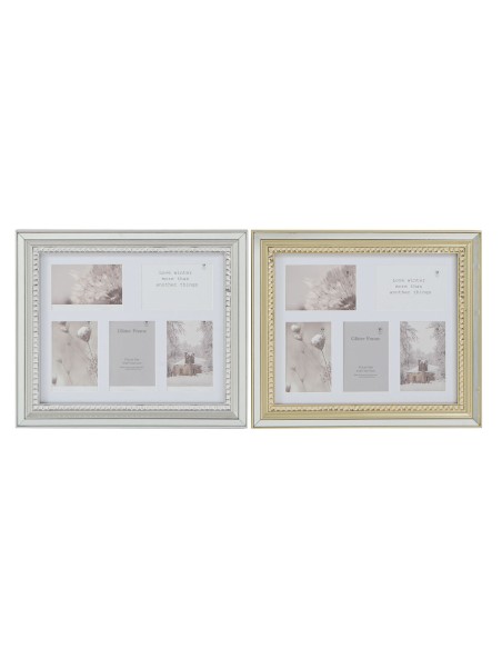 Cadre photo DKD Home Decor Luxury 46,5 x 2 x 40 cm Verre Argenté Doré polystyrène Traditionnel (2 Unités) | Tienda24 Tienda24.eu