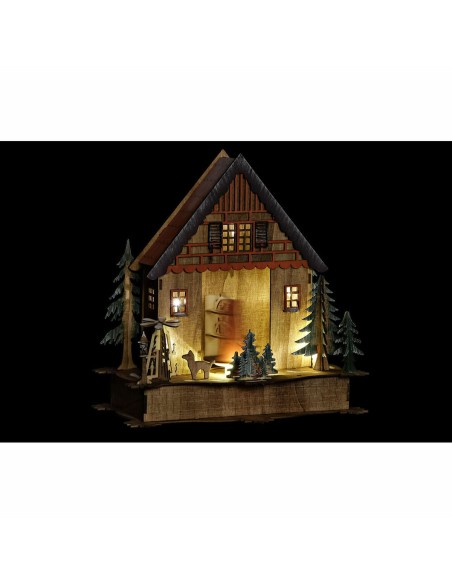 Christmas bauble DKD Home Decor House Green Orange Natural Wood 27 x 13,5 x 28 cm (3 Units) | Tienda24 Tienda24.eu