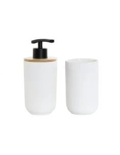 Set da Bagno DKD Home Decor Bianco Bianco/Nero Metallo Bambù Gres Scandinavo 30 x 40 cm 8 x 8 x 18 cm (2 Unità) da DKD Home D...