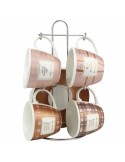 Conjunto de Chávenas de Café DKD Home Decor Cor de Rosa Metal Castanho Branco 210 ml 4 Peças | Tienda24 Tienda24.eu