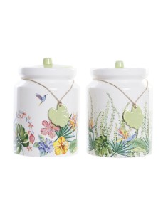 Boîte DKD Home Decor Jardin Multicouleur Tropical 15 x 15 x 21 cm (2 Unités) | Tienda24 Tienda24.eu