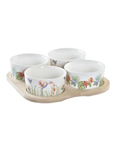 Set da Aperitivo DKD Home Decor Multicolore Naturale Bambù Plastica Gres Tropicale 19,7 x 19,7 x 1 cm (5 pcs) da DKD Home Dec...