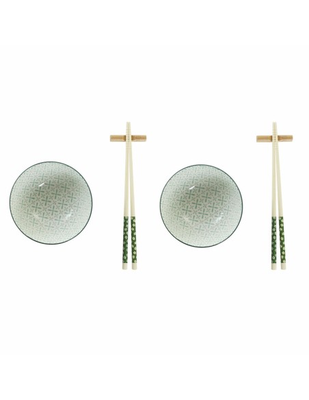 Set per Sushi DKD Home Decor Bambù Gres Bianco Verde Orientale 30 x 21 x 7 cm (6 Pezzi) da DKD Home Decor, Piatti e teglie - ...