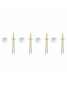 Set per Sushi DKD Home Decor Bambù Gres Bianco Naturale Orientale 27,3 x 20,3 x 2,5 cm (12 Unità) da DKD Home Decor, Piatti e...