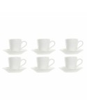 Conjunto de Chávenas de Café DKD Home Decor Natural Madeira da borracha Branco Grés 90 ml | Tienda24 Tienda24.eu