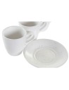 Conjunto de Chávenas de Café DKD Home Decor Natural Madeira da borracha Branco Grés 90 ml | Tienda24 Tienda24.eu