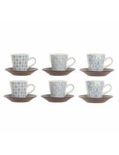 Conjunto de Chávenas de Café DKD Home Decor Cor de Rosa Metal Castanho Branco 210 ml 4 Peças | Tienda24 Tienda24.eu