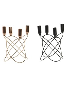 Candelabro DKD Home Decor Nero Dorato Metallo Moderno 20 x 20 x 23 cm (2 Unità) da DKD Home Decor, Candelieri e portacandele ...