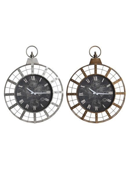 Orologio da Parete DKD Home Decor 60 x 6,5 x 78 cm Cristallo Argentato Nero Dorato Ferro (2 Unità) da DKD Home Decor, Orologi...