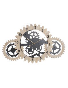 Orologio da Parete DKD Home Decor Naturale Nero MDF Ingranaggi (70 x 4 x 45 cm) da DKD Home Decor, Orologi da parete - Ref: S...