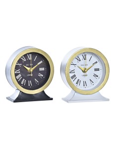 Reloj de Mesa DKD Home Decor Blanco Negro Cristal Hierro 12 x 6 x 13 cm (2 Unidades) de DKD Home Decor, Relojes de escritorio...