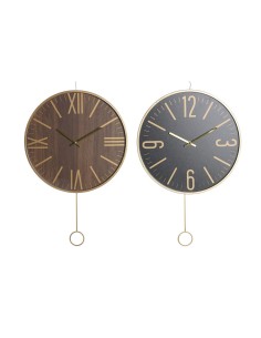 Orologio da Parete DKD Home Decor 40 x 4 x 40 cm Nero Marrone Ferro Pendolo Legno MDF (2 Unità) da DKD Home Decor, Orologi da...