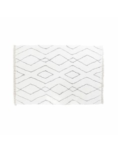 Alfombra DKD Home Decor 160 x 250 x 0,7 cm Negro Poliéster Algodón Blanco Rombos Boho | Tienda24 Tienda24.eu