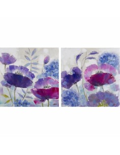 Jeu de 4 tableaux Toile Marbre Bleu 35 x 7 x 35 cm (6 Unités) | Tienda24 Tienda24.eu