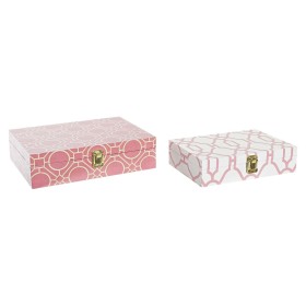 Juego de Cajas Decorativas DKD Home Decor 29 x 21 x 8 cm Lienzo